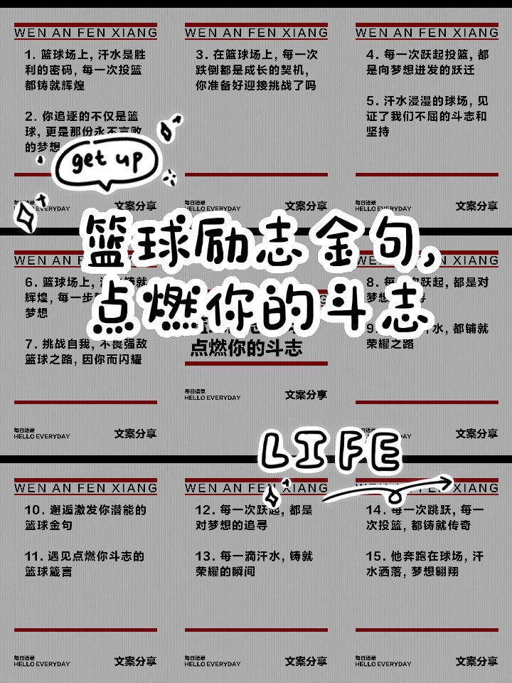 篮球训练激励语录摘抄100字